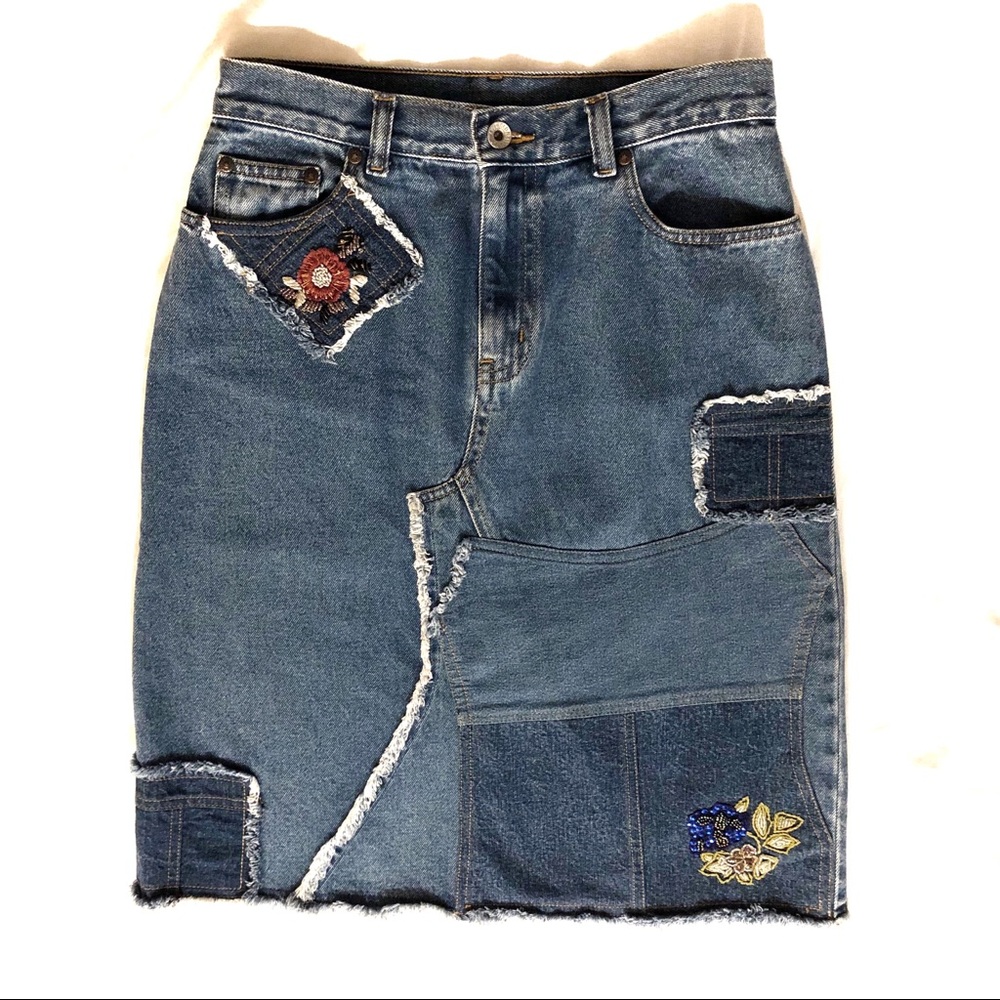 ONE BELOW Old Navy • Denim Patchwork Skirt